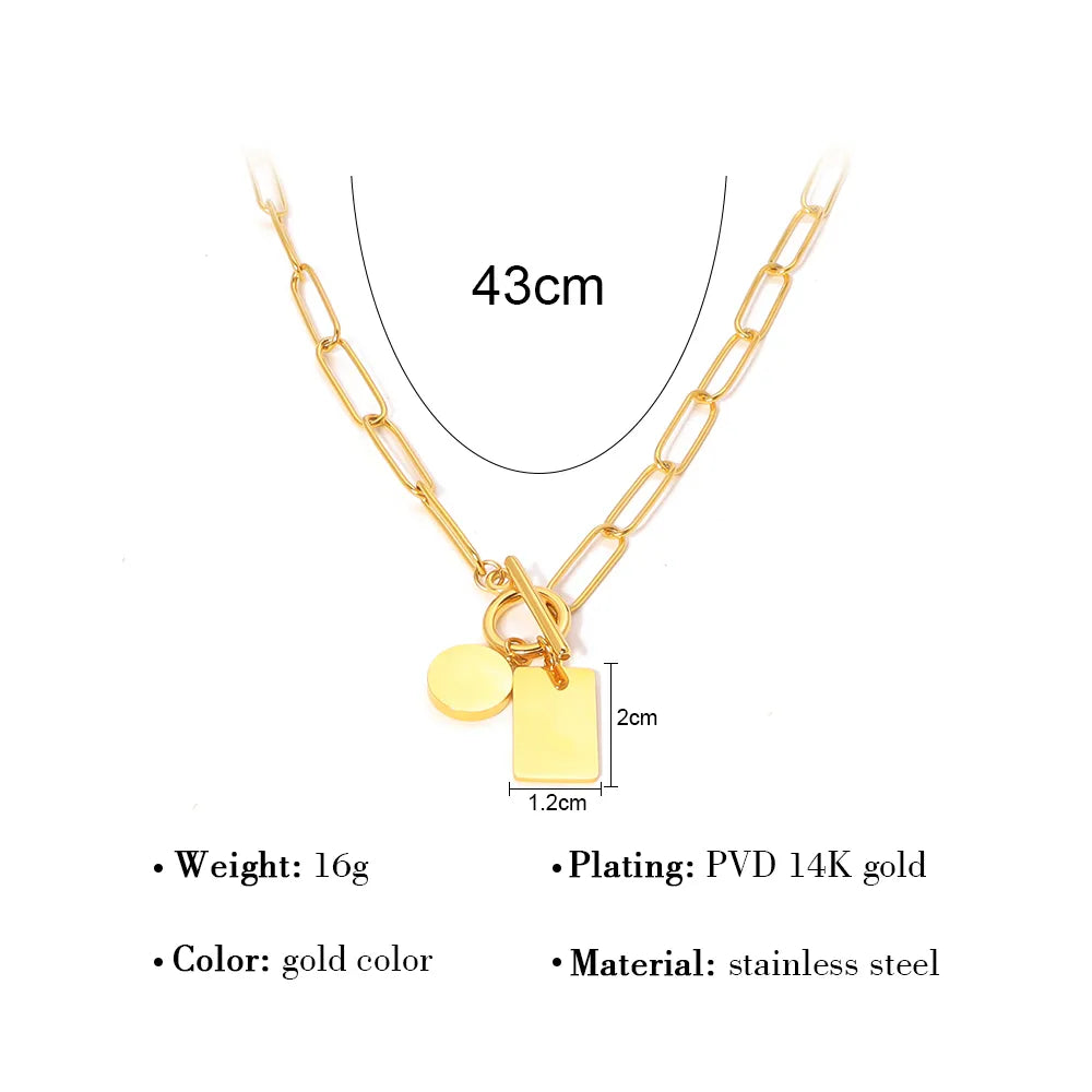 Wholesale Jewelry Simple Style Geometric 304 Stainless Steel 18K Gold Plated Plating Necklace