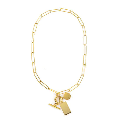 Wholesale Jewelry Simple Style Geometric 304 Stainless Steel 18K Gold Plated Plating Necklace