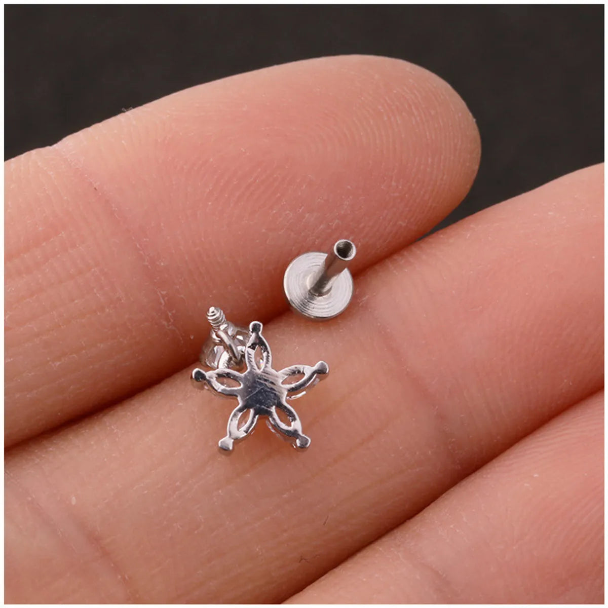 Personality Stainless Steel Zircon Pendant Lip Nail Zircon Inner Teeth Ear Bone Nail