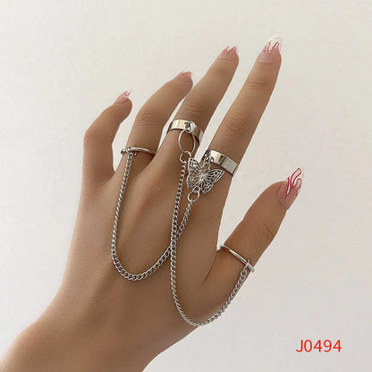 Personality Trend Simple Wave Twist Open Pearl Joint Ten-Piece Ring