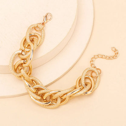 Personalized Golden Exaggerated Aluminum Chain Choker Necklace Bracelet Combination Set Wholesale