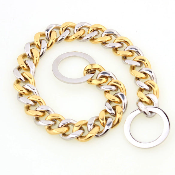 Pet Chain Collar Titanium Steel Sixsided Grinding Chain Polished Vacuum Plating Pit Bull Style