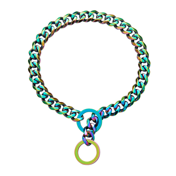 Pet Chain Collar Titanium Steel Sixsided Grinding Chain Polished Vacuum Plating Pit Bull Style
