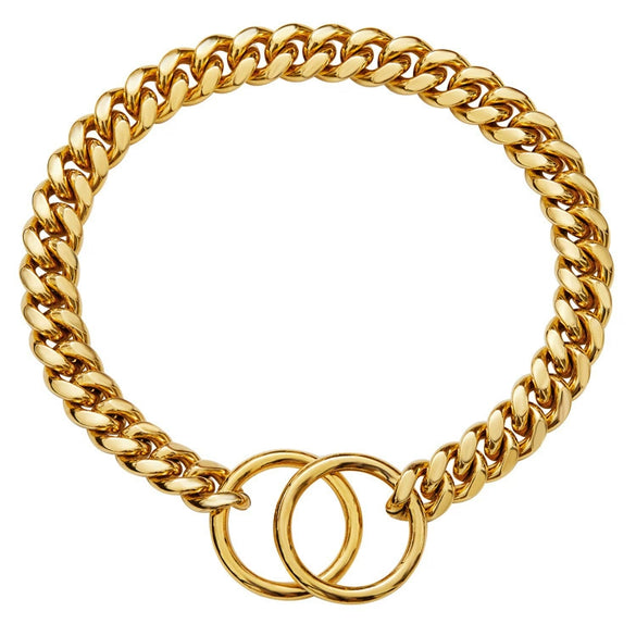 Pet Dog And Cat Chain Titanium Steel Cuban Chain With Encrypted Chain And Polished Vacuum Plating