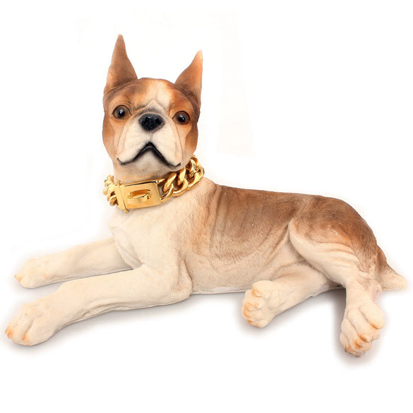Pet Dog Chain Titanium Steel Geometric Sixsided Grinding Polishing Vacuum Plating