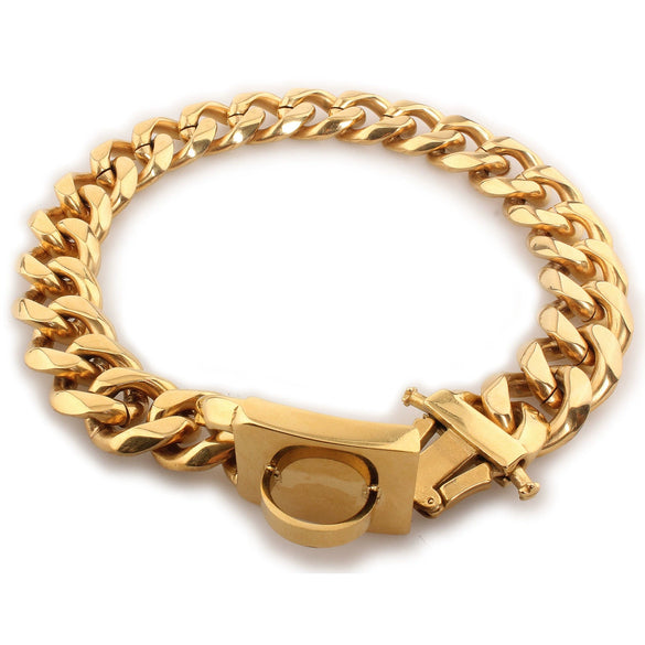 Pet Dog Chain Titanium Steel Geometric Sixsided Grinding Polishing Vacuum Plating