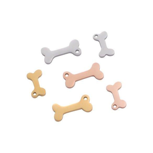 Pet Jewelry Accessories Stainless Steel Dog Bone Shape Pendant With Electroplating