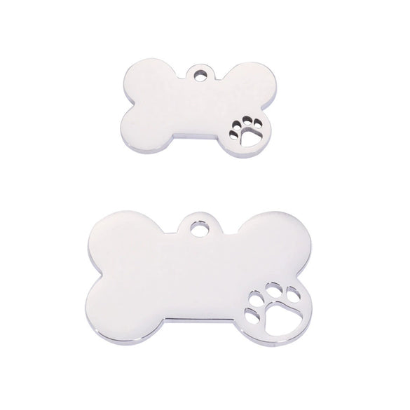Pet Jewelry Accessories Stainless Steel Fine Polished Dog Bone Hollow Paw Pendant With Electroplating And Smooth Pattern