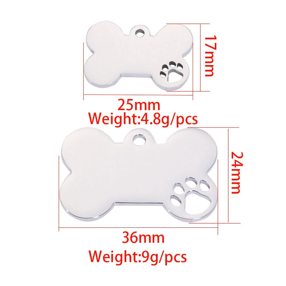 Pet Jewelry Accessories Stainless Steel Fine Polished Dog Bone Hollow Paw Pendant With Electroplating And Smooth Pattern