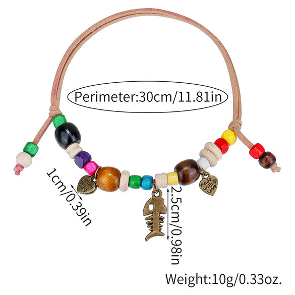 Pet Necklace Wooden Beads Alloy Velvet Rope Geometric Handmade