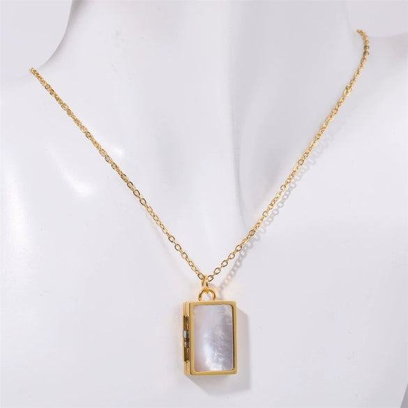 Pet Photo Album Necklace Titanium Steel Geometric Electroplating For Women