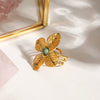 Petal Flower Inlaid Opening Ring Stainless Steel Electroplated Women's Hand Jewelry