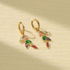 Petal Leaf Zircon Stainless Steel 18K Electroplated Women's Earrings