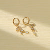 Petal Leaf Zircon Stainless Steel 18K Electroplated Women's Earrings