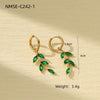 Petal Leaf Zircon Stainless Steel 18K Electroplated Women's Earrings