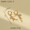 Petal Leaf Zircon Stainless Steel 18K Electroplated Women's Earrings