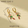 Petal Leaf Zircon Stainless Steel 18K Electroplated Women's Earrings