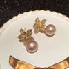 Petal Pearl Earrings With S925 Silver Needle And Golden Flower Design Electroplated