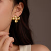 Petal Pearl Stainless Steel 18K Gold Plated Vintage Earrings