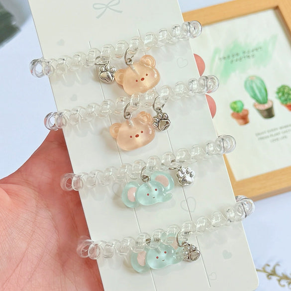 Phone Coil Pendant Hair Tie Mixed Materials Handmade Cute Bear Cartoon Female Headwear