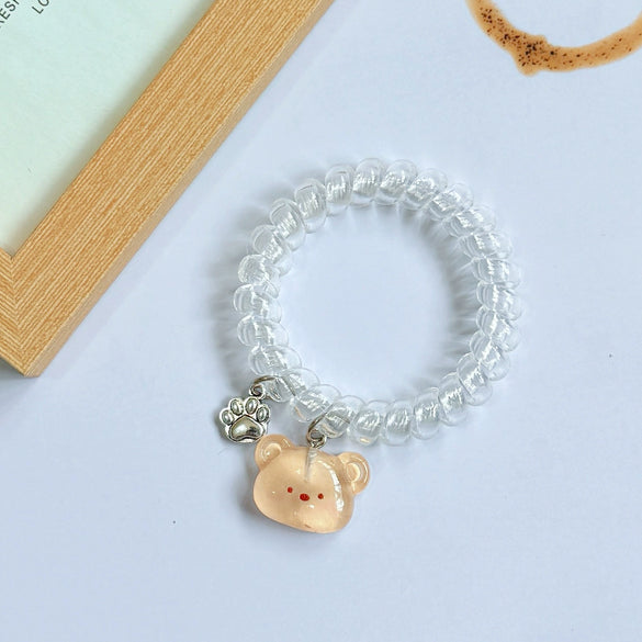 Phone Coil Pendant Hair Tie Mixed Materials Handmade Cute Bear Cartoon Female Headwear