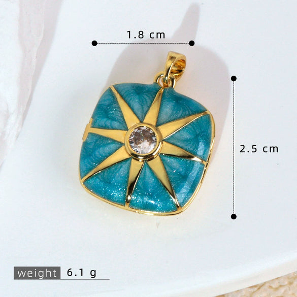 Photo Album Drop Oil Pendant Accessories Copper Geometric Electroplated For Female