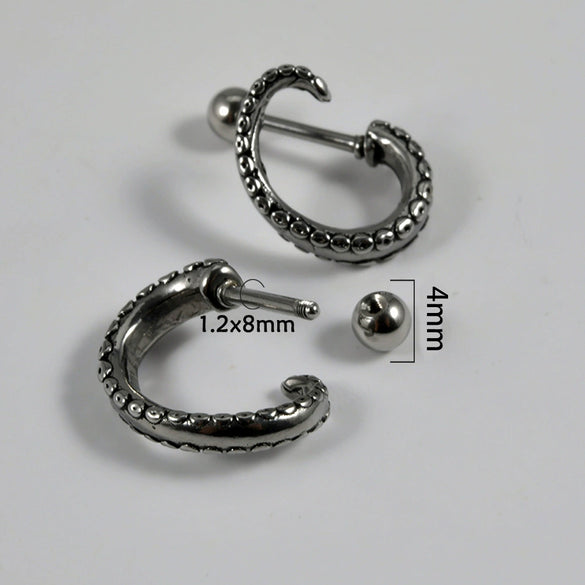 Pierced Lip Ring Stainless Steel Squid Tentacles Punk Fashion Electroplated Lip Ornament