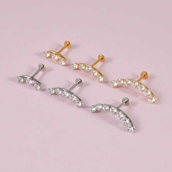 Piercing Ear Bone Nails Stainless Steel Geometric Simple Style Electroplated