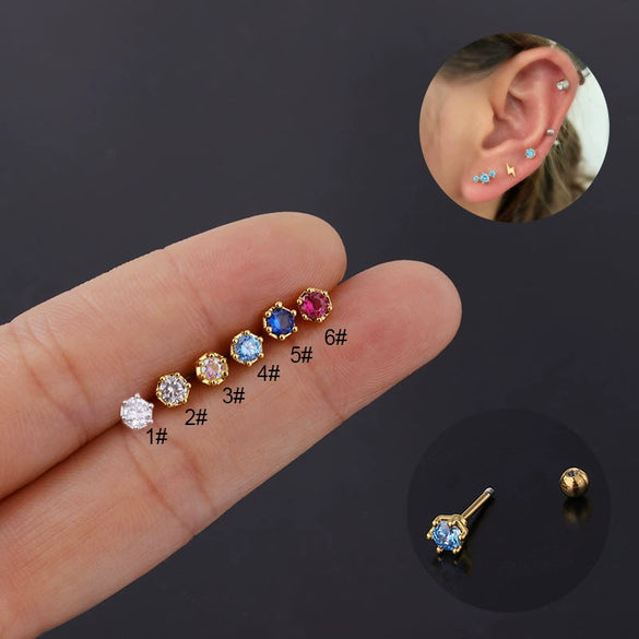 Piercing Ear Nail Stainless Steel Geometric Natural Style Electroplated Fashion Jewelry
