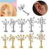 Piercing Earrings Stainless Steel Copper Crown Flower Inlaid Zircon