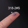 Piercing Earrings Stainless Steel Heart Tourmaline Gradient Zircon Electroplated