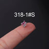 Piercing Earrings Stainless Steel Heart Tourmaline Gradient Zircon Electroplated
