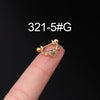 Piercing Earrings Stainless Steel Thin Rod Screw Ball The Crown Electroplated