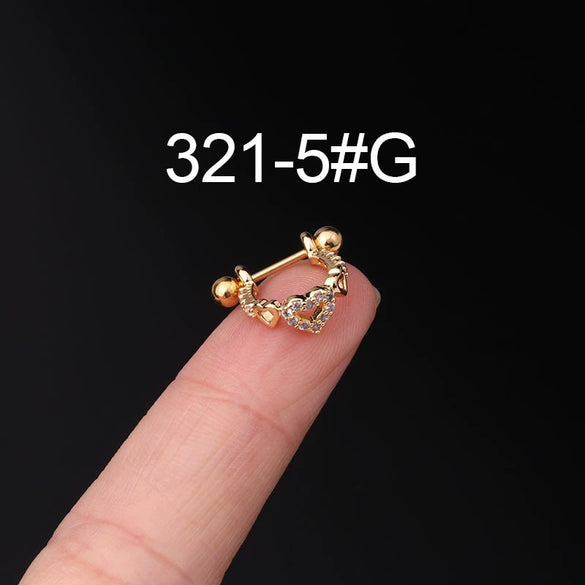 Piercing Earrings Stainless Steel Thin Rod Screw Ball The Crown Electroplated