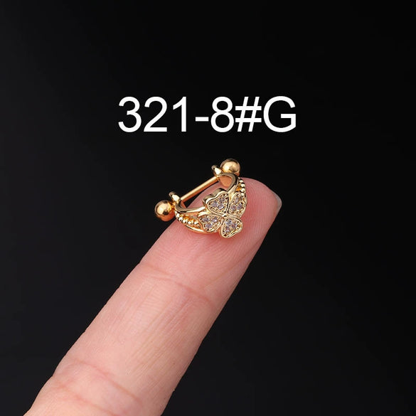 Piercing Earrings Stainless Steel Thin Rod Screw Ball The Crown Electroplated
