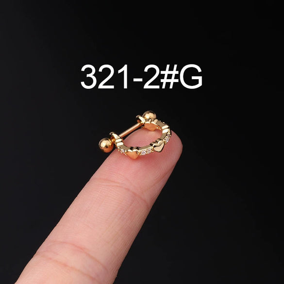 Piercing Earrings Stainless Steel Thin Rod Screw Ball The Crown Electroplated