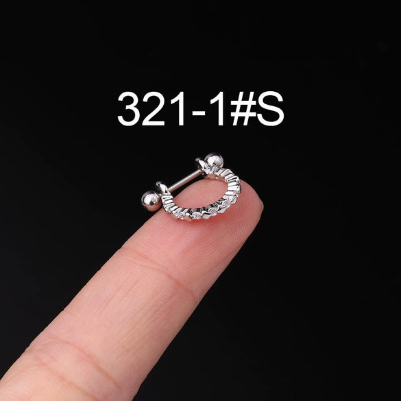 Piercing Earrings Stainless Steel Thin Rod Screw Ball The Crown Electroplated