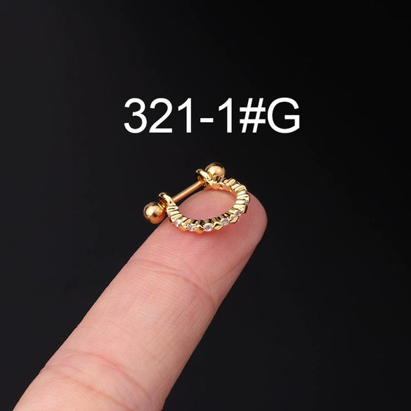 Piercing Earrings Stainless Steel Thin Rod Screw Ball The Crown Electroplated