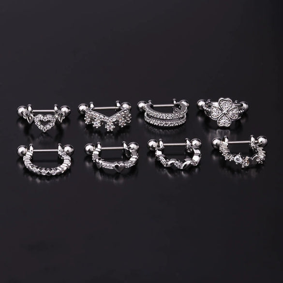 Piercing Earrings Stainless Steel Thin Rod Screw Ball The Crown Electroplated