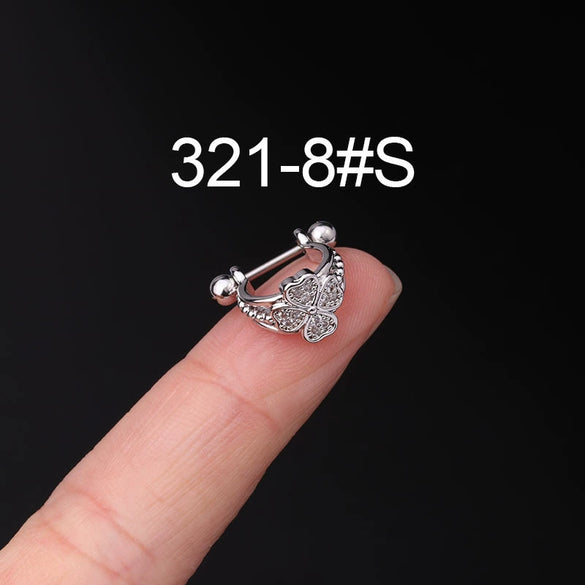 Piercing Earrings Stainless Steel Thin Rod Screw Ball The Crown Electroplated