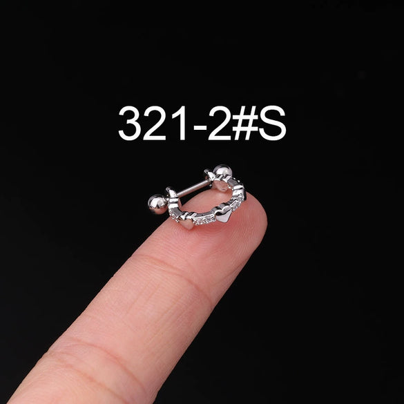 Piercing Earrings Stainless Steel Thin Rod Screw Ball The Crown Electroplated