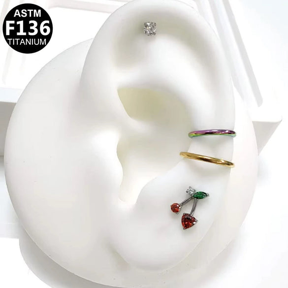 Piercing Earrings Titanium Alloy Geometric Electroplating Unisex