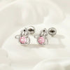 Piercing Earrings Titanium Steel Gourd Shape Bow Retro Zirconia