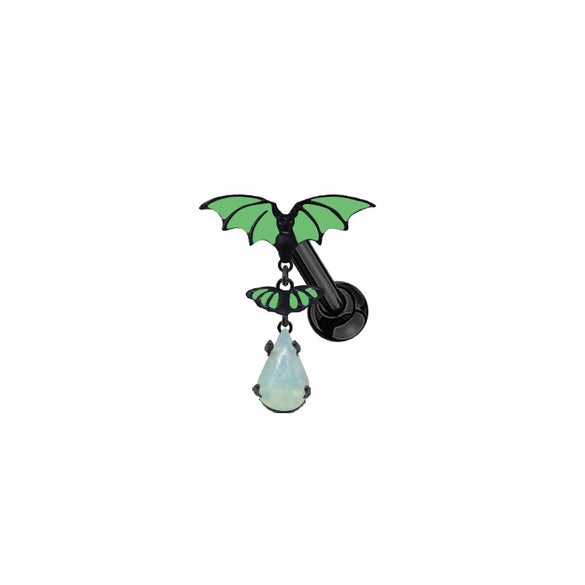 Piercing Jewelry Bat Series Heart Shaped Navel Ring Breast Ring Ear Bone Nail Made Of Rhinestone