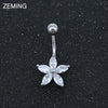 Piercing Jewelry Belly Button Ring Personality Flowershaped Stainless Steel Belly Button Nail Simple Zircon Navel Decoration Spot Wholesale