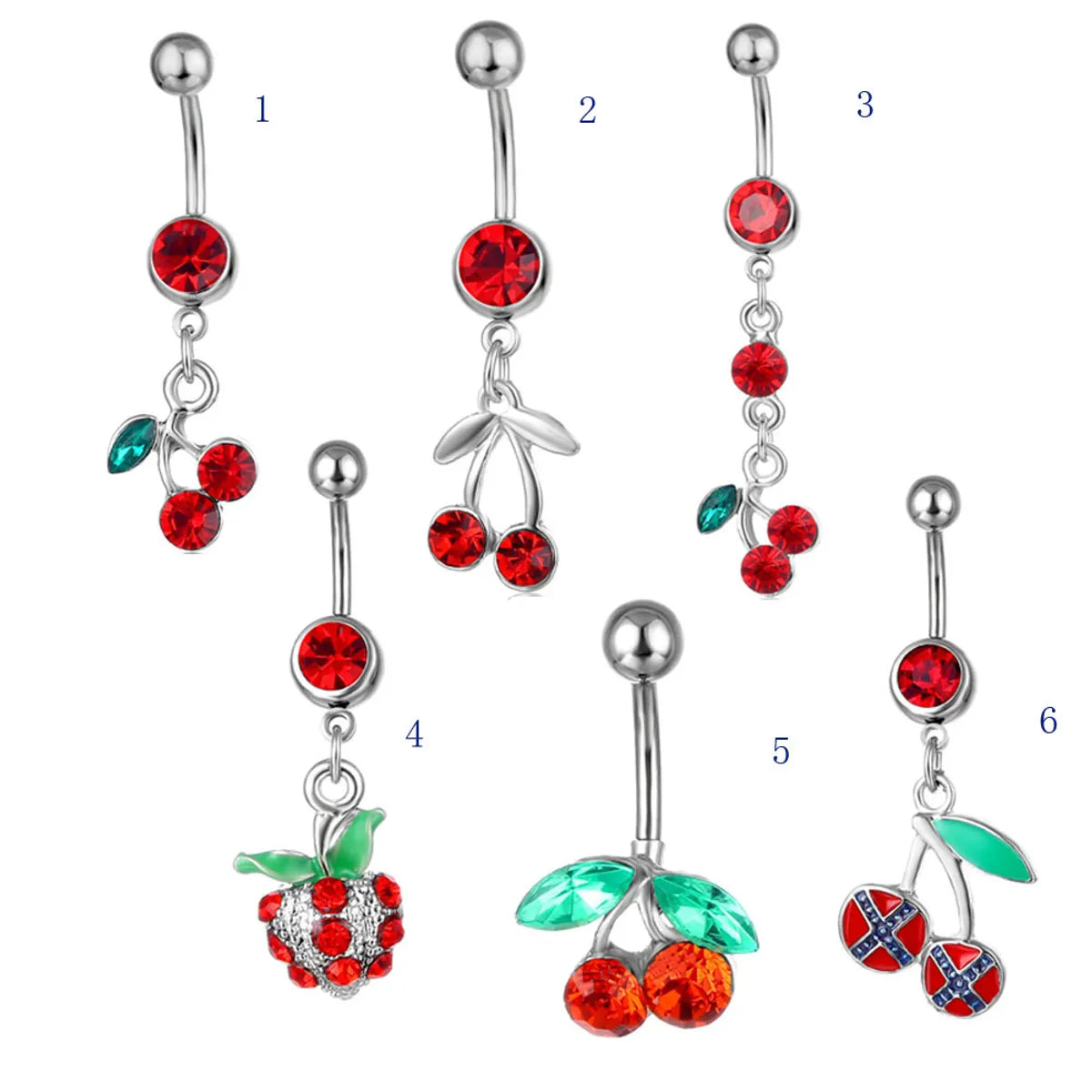 Fashion Fruit Rhinestone Belly Ring