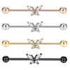 Piercing Jewelry Industrial Barbell Stud Earrings Butterfly Zircon Ear Bridge Double Ear Piercing Stainless Steel Geometric Electroplating Minimalist