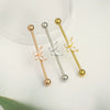 Piercing Jewelry Industrial Barbell Stud Earrings Butterfly Zircon Ear Bridge Double Ear Piercing Stainless Steel Geometric Electroplating Minimalist