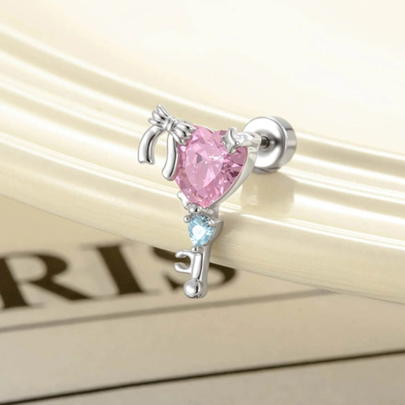 Piercing Jewelry Metal Heart Zircon Set Design