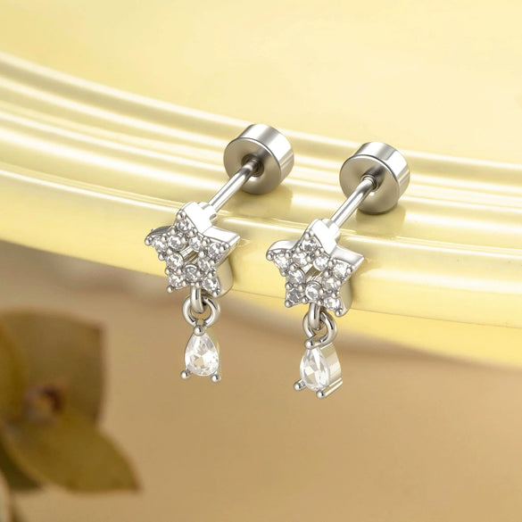 Piercing Jewelry Metal Zirconia Cut Out Star Micropaved Fashion For Women